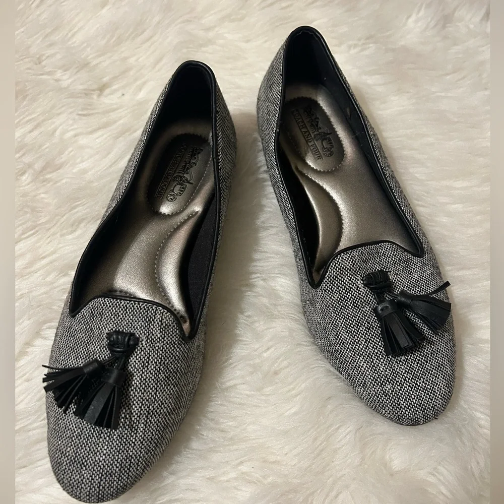Coach and Four Black and Gray Tassel Loafers